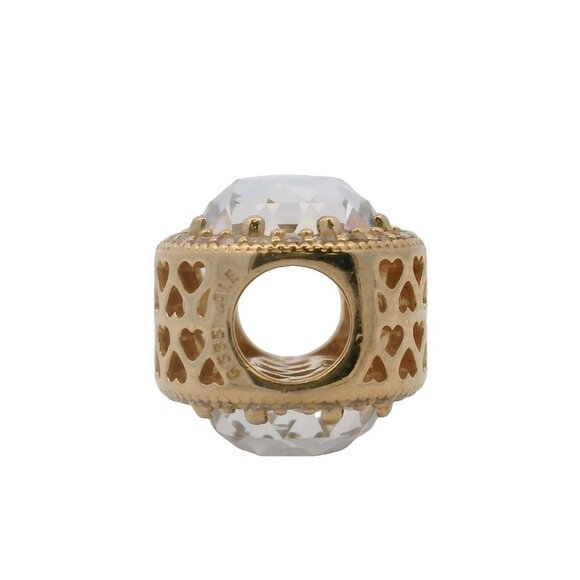 Pandora Solid 14kt Yellow Gold and CZ "Radiant Hearts" Spacer Charm - Picture 3 of 6